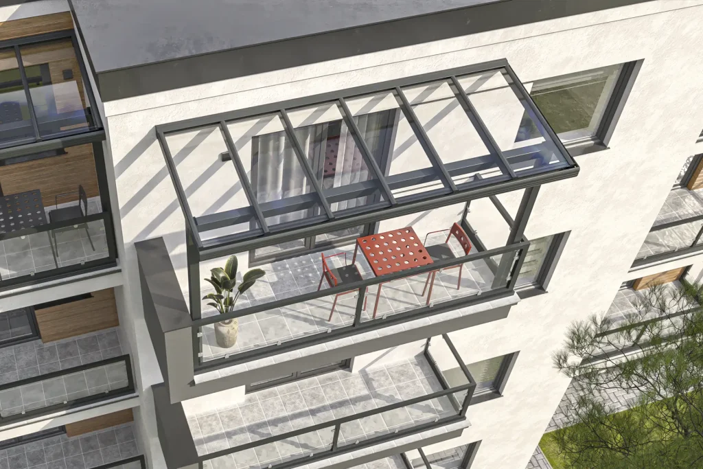 Balkonüberdachung Glas Aluminium