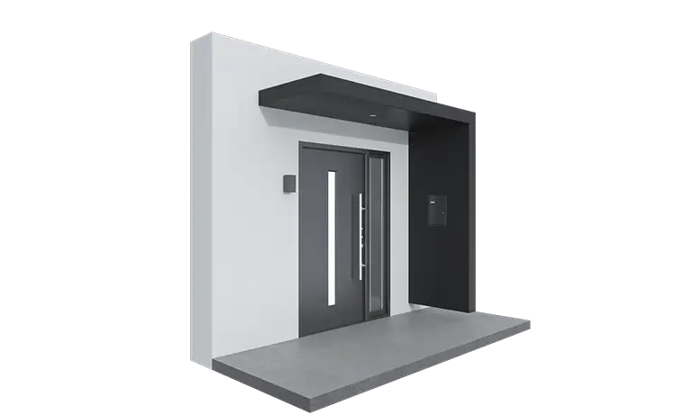 Vordach Eingangsüberdachung mit Seitenteil rechts