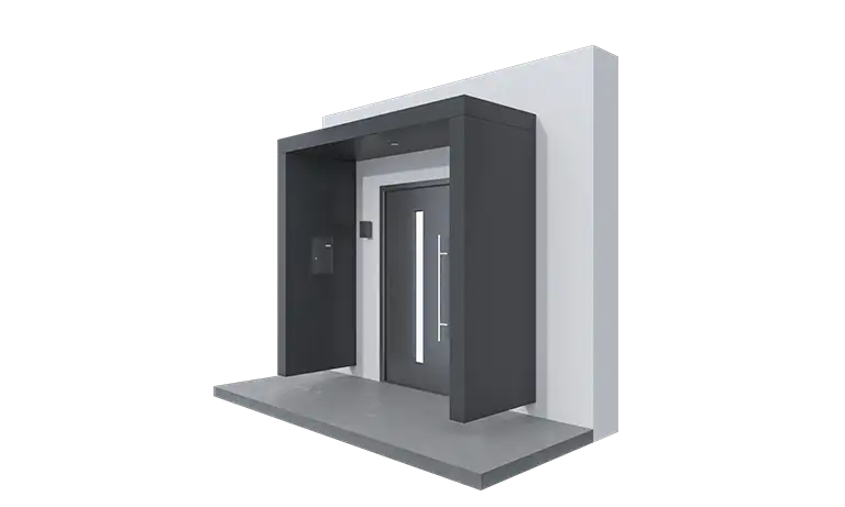 Vordach Eingangsüberdachung mit Seitenteil beidseitig Augsburg